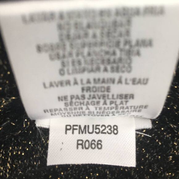 Kensie Lite-Knit Black and Gold Form Fitting Belted Midi-Dress Size Medim - Picture 10 of 10